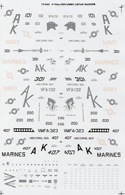 72-540 F18A Hornet (Libyan Raiders VFA131,132,314,323) 72-540