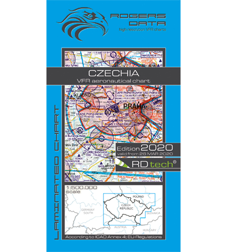 VFR aeronautical chart Czech Republic 2020 ROGERS-CZECH