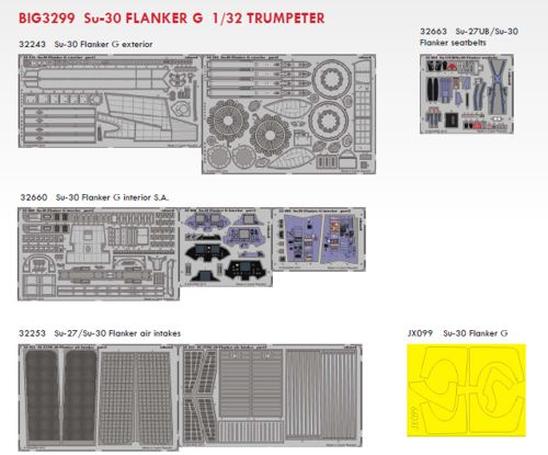 Detailset Suchoi Su30 Flanker G (Trumpeter) BIG3299