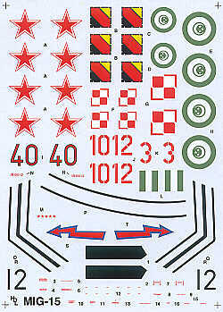 MiG15 Fagot B (Egypt AF,NVAF,USSR,Polish AF) HI-DECAL LINE22