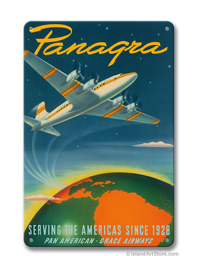 Panagra - Serving the Americas Since 1928 - Pan American - Grace Airways - c. 1949 Vintage metal poster metal sign MTSA8093