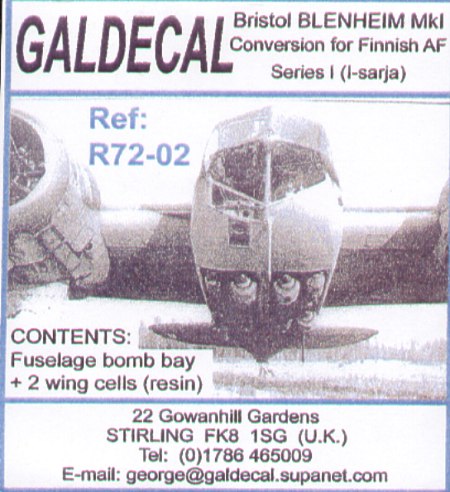 Blenheim Bomb Bay Conversion MK1 (Finnish AF) r72-02