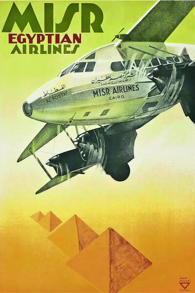 Misr Egyptian Airlines - DH86 Express Vintage metal poster metal sign  