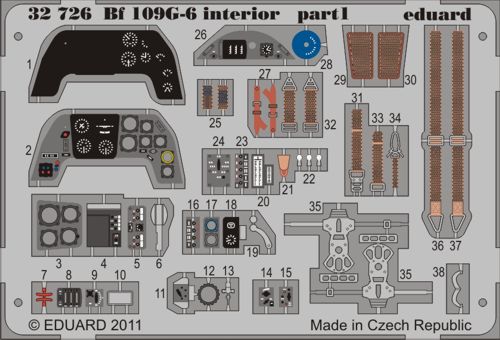 Detailset Messerschmitt BF109G-6 Interior Self Adhesive (Trumpeter) E32-726