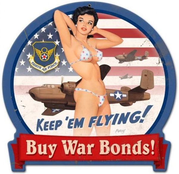B-25 War Bonds Metal Sign - pinup PTS-BVL011