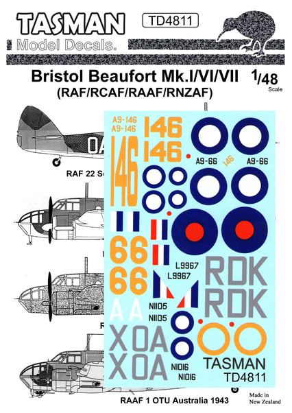 Bristol Beaufort MKI/VI/VII (RAF, RCAF, RAAF, RNZAF) TD4811