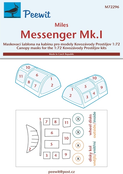 Miles Messenger MKI Canopy and wheel mask (KP Models)  M72296