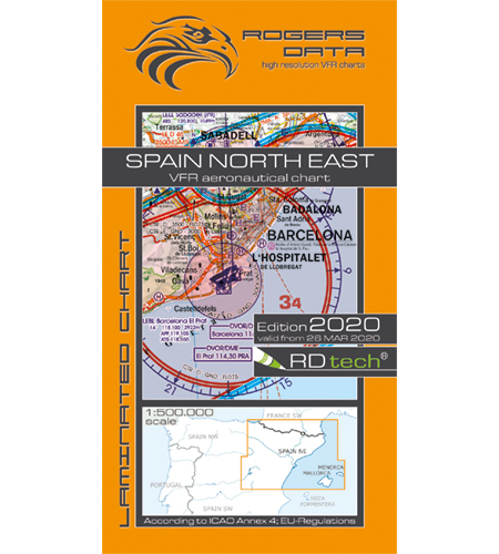 VFR aeronautical chart Spain North East 2020 ROGERS-ESP-NE