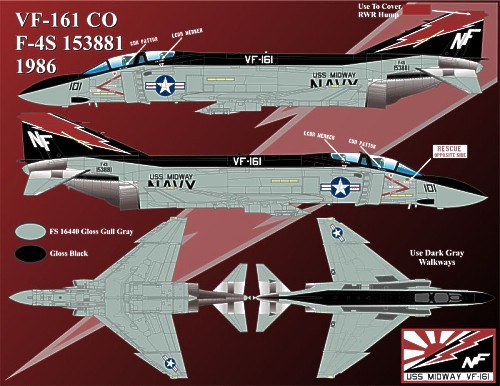 Rock River Rhino's, USS Midway F4S Phantoms 1981-1985 AD48-046