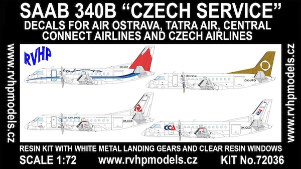 Saab 340B Czech Service (Air Ostrava, Tatra Air, CCA, Czech Airlines) RVH72036