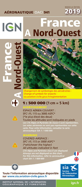 ICAO chart France 941 North West (Nord-Ouest) Edition 2019 IGN-941