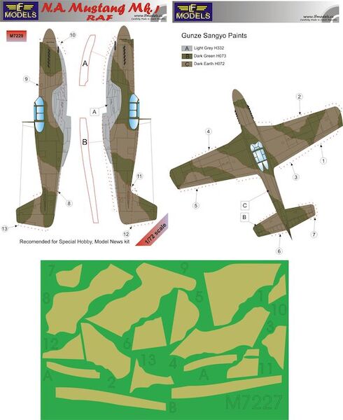 NA Mustang MK1 (RAF) camouflage Mask LFM7229