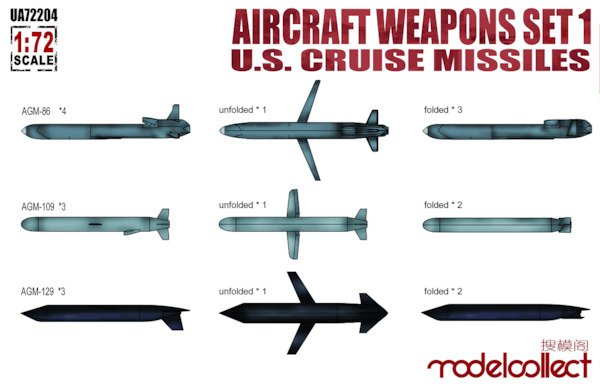 Aircraft Weapons set 1 U.S. Cruise Missiles (AGM86, AGM109, AGM129) UA72204