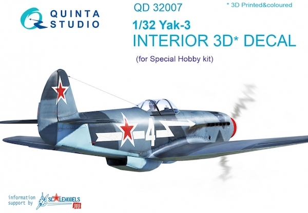 Yakovlev Yak3 Interior 3D Decal for Special Hobby QD32007
