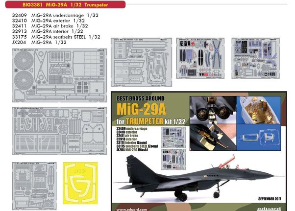 Detailset Mikoyan MiG29A Fulcrum (Trumpeter) BIG3381