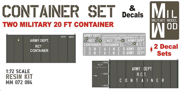 Container set: 2 military 20ft Containers (Military Decals) MM072-084
