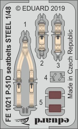 Detailset North American P51D Mustang Seatbelts (Eduard) FE1021