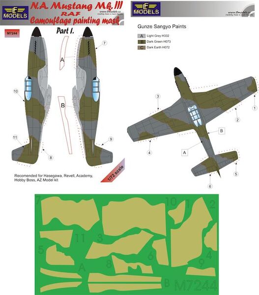 North American Mustang MKIII RAF Camouflage Painting Mask Part 1 LFM7244