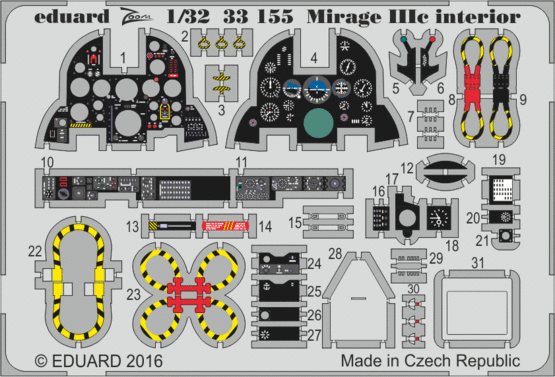 Detailset Mirage IIIC Interior (Italeri) E33-155