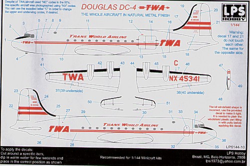 Douglas DC4 (Trans World Airlines) Natural Metal all over LPS144-10