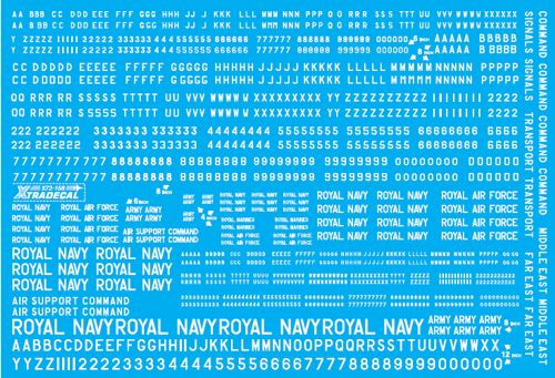 Post War RAF White Serial Letters and Numbers and titles for Royal Air Force, Royal Navy, Army, Air Support Command X72158