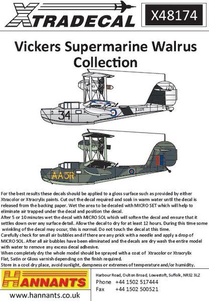 Vickers Supermarine Walrus Mk.1 Collection. X48174