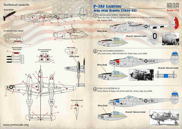 P38J Lightning Aces over Europe (1944-1945) PRS72-353