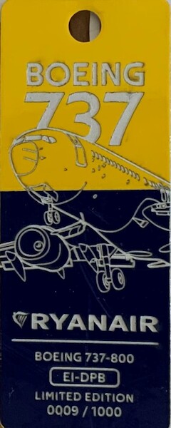 Keychain made of real aircraft skin: Boeing 737-800BCF Ryanair EI-DPB (yellow/blue) EI-DPB Y-B