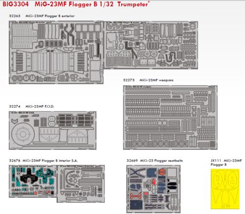Detailset Mikoyan MiG23MF Flogger B (Trumpeter) BIG3304