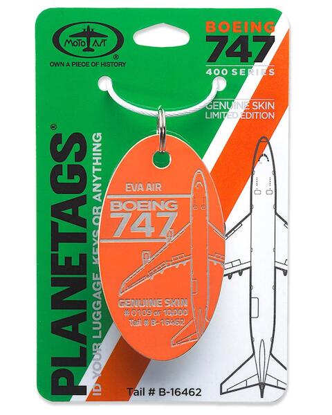 Keychain made of real aircraft skin: Boeing 747-400 Eva Air B-16462 (orange) EVA ORANGE