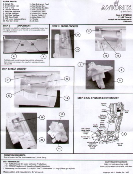 F14B Tomcat Cockpit set (Hasegawa) AV48020