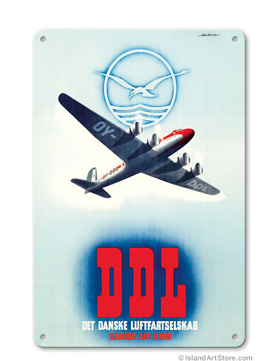 DDL - Danish Air Lines (Det Danske Luftfartselskab) Focke-Wulf Fw 200 Condor Vintage metal poster metal sign MTSA4358