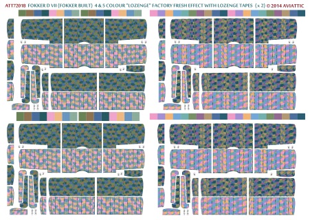 Fokker DVII (Fokker built) 4 & 5 colour lozenge - factory fresh effect- with lozenge tapes (x2) ATT72018