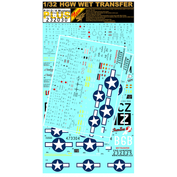 Wet Transfer for P51D/K Mustang (Tamiya/Revell) HGW232030