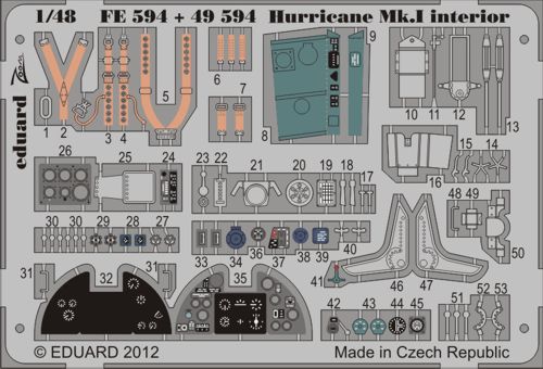 Detailset Hawker Hurricane MK1 Interior Self Adhesive (Italeri) FE594