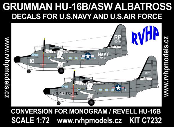 Grumman HU-16B Albatross ASW (USN+USAF) for Revell/Monogram C7232