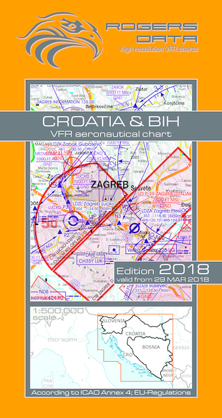 VFR aeronautical chart Croatia & Bosnia Herzgovina 2018 ROGERS-CROATIA