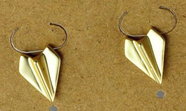 Gold plated matte Paper airplane pair of stud earrings EAR3289-GOLD