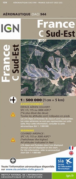 ICAO chart France 944 South East (Sud-Est) Edition 2022 IGN-944