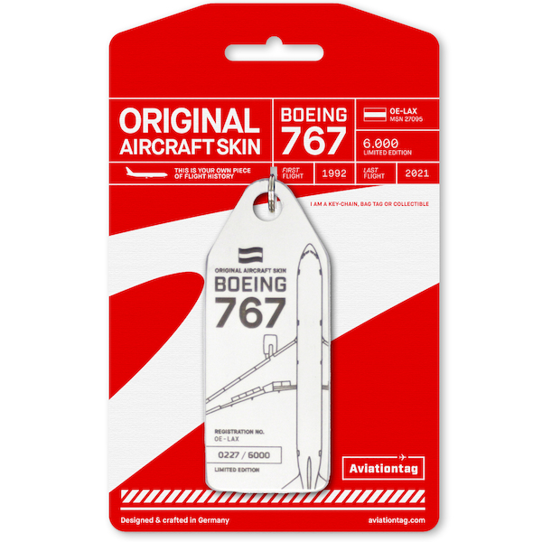 Keychain made of real aircraft skin: Boeing 767-300ER Austrian Airlines OE-LAX OE-LAX
