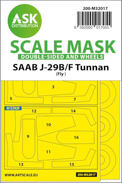 Masking Set SAAB j29B/F Tunnan  Canopy and wheels (Fly) Double Sided  200-M32017