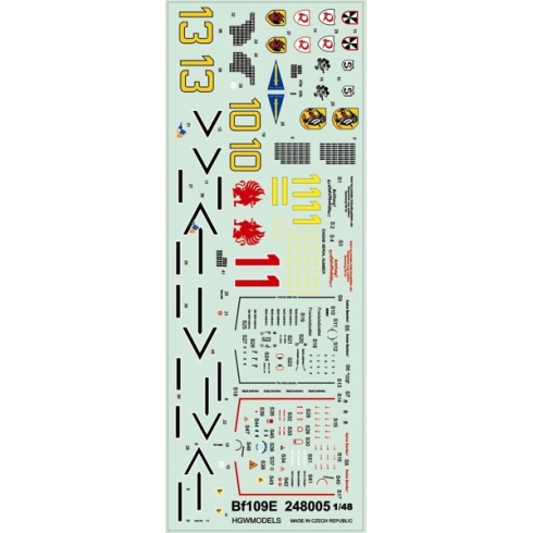 Wet Transfer stencils for Messerschmitt BF109E HGW248005