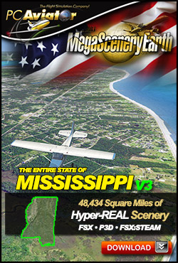 Mega Scenery Earth Version 3, Mississippi V3 (Download version) DL-MSEV3-MS