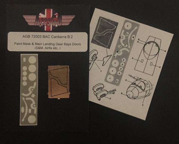 Detailset BAC/EE Canberra B.2 paint mask and main landing gear bay doors (S&M, Airfix, Mikro Mir ) AGB72003