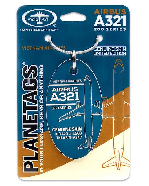 Keychain made of real aircraft skin: Airbus A321-200 Vietnam Airlines VN-A347 (teal) A321 VIETNAM