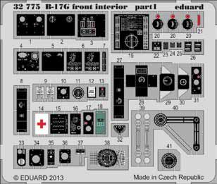 Detailset Boeing B17G Flying Fortress Front Interior Self Adhesive (HK Models) E32-775