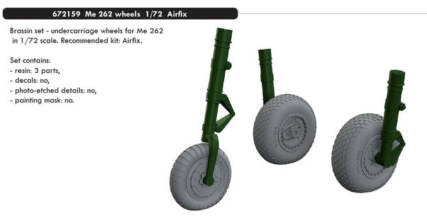 Messerschmitt Me262 wheels (Airfix) E672159