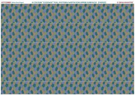 4 colour lozenge full pattern width for upper surfaces (faded) (White decal paper) ATT32069