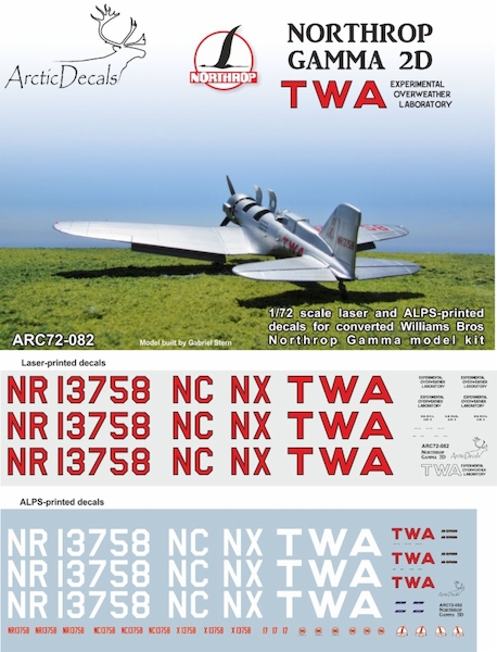 Northrop Gamma 2D, (TWA Experimental overweather laboratory ARC72-082