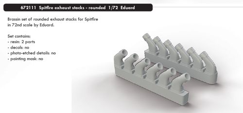 Spitfire MKIX exhaust stacks - rounded (Eduard) E672111